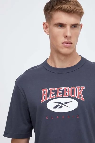 Хлопковая футболка Reebok Classic, темно-синий