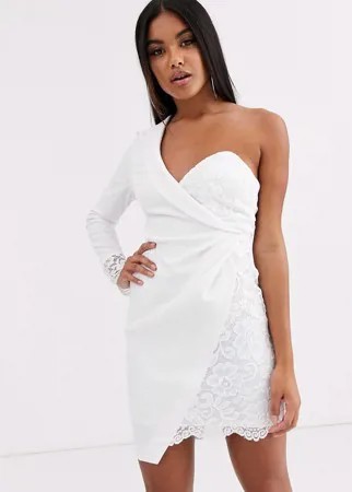 Платье-пиджак мини с кружевной вставкой ASOS DESIGN-Белый