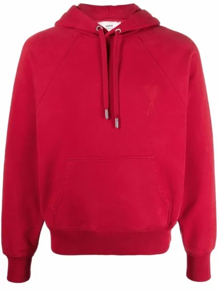 AMI Paris худи с монограммой Ami de Coeur, красный