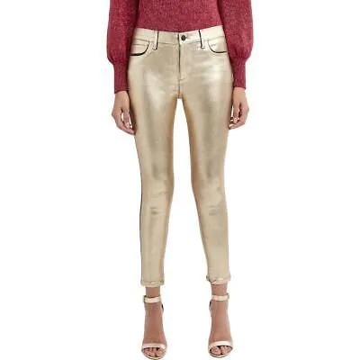 BCBGMAXAZRIA Женские джинсы скинни золотистого цвета с металлизированным покрытием и высокой посадкой 27 BHFO 0304