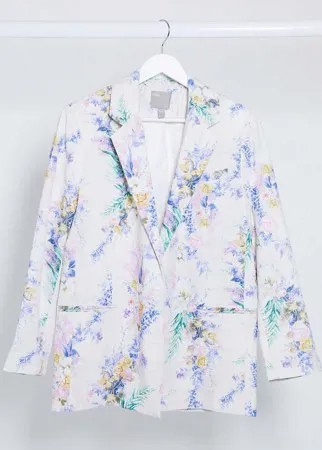 Пиджак в винтажном стиле с цветочным принтом ASOS DESIGN-Многоцветный