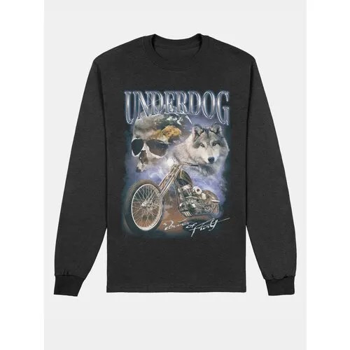Лонгслив  Night Dog underdog, хлопок, размер S, черный