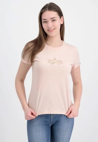 Футболка с принтом Alpha Industries, абрикос