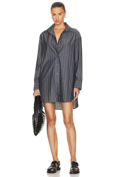 Платье Enza Costa Cotton Mini Shirt, цвет Charcoal Pinstripe