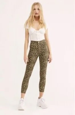 Джинсы-скинни Free People Bella Leopard Skinny Stretch Brown Tan Black 31 НОВИНКА