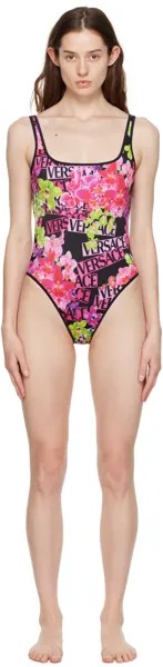 Черный слитный купальник Orchid Versace Underwear