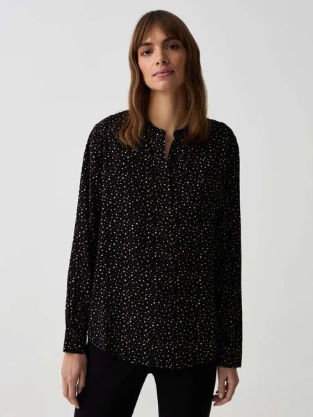 Рубашка из вискозы с воротником-стойкой Ovs, цвет black/beige