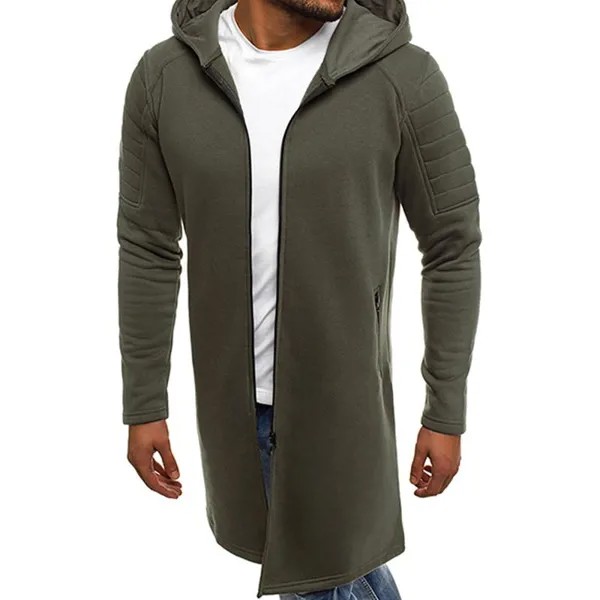 Сплошной цвет Мужчины Средний Длина Пальто с капюшоном Мужской Повседневный Оверсайз Кардиган Толстовки