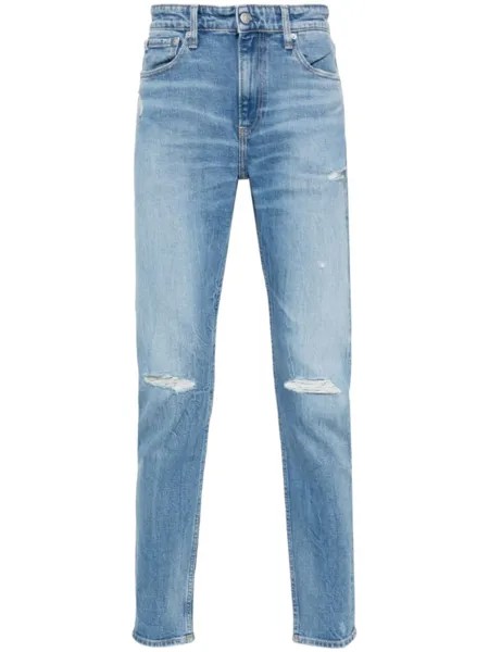 Calvin Klein Jeans зауженные джинсы с эффектом потертости, синий