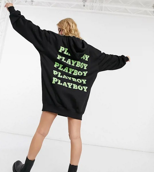 Платье-худи в стиле oversized черного цвета Missguided Petite-Черный