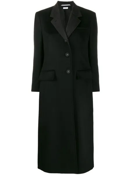 Thom Browne однобортное пальто из кашемира, черный