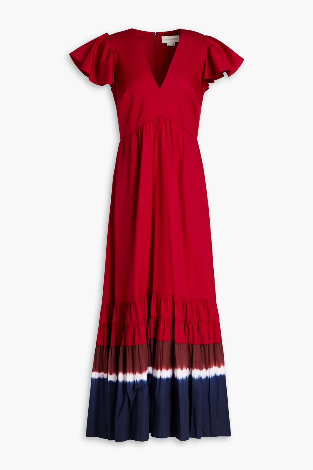 Платье миди Paloma из хлопка, окрашенного в технике тай-дай, со сборками Sachin & Babi, бордовый