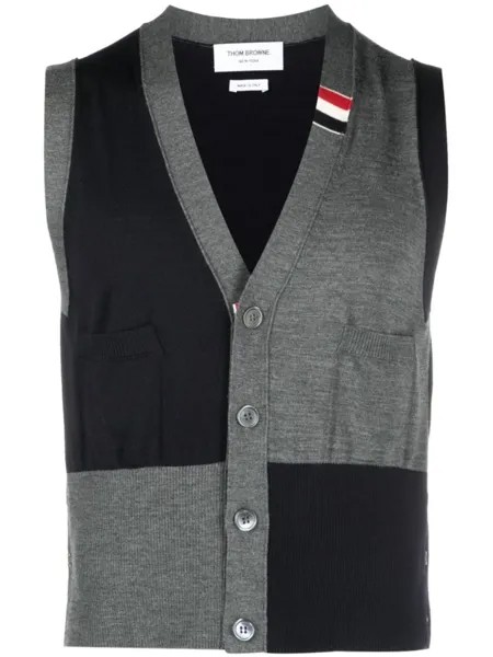 Thom Browne кардиган из джерси без рукавов, синий