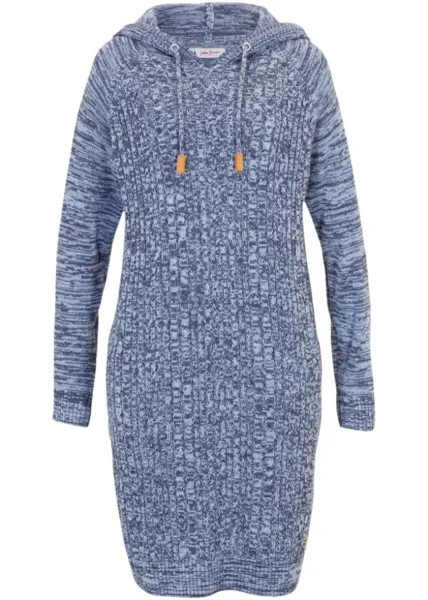 Платье фактурной вязки с капюшоном John Baner Jeanswear, синий