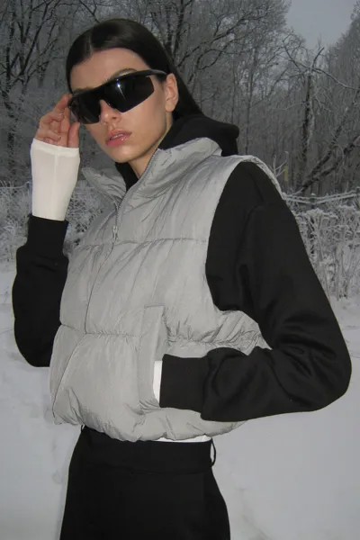 Пуховой жилет H&M, серый