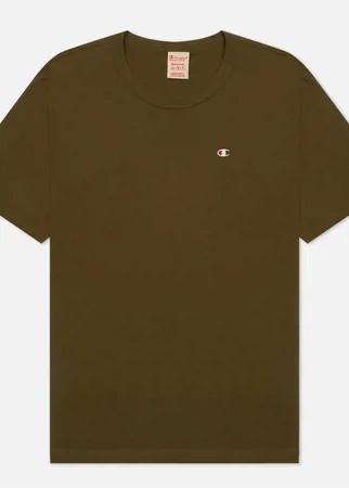 Мужская футболка Champion Reverse Weave Basic C Logo Crew Neck Comfort Fit, цвет оливковый, размер M