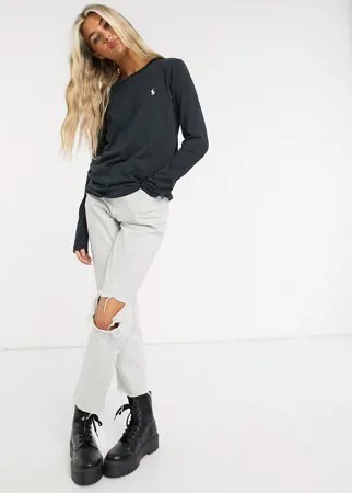 Черный лонгслив с логотипом Polo Ralph Lauren