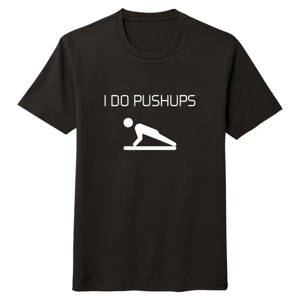 I Do Pushups Рубашка из высококачественного трикотажа с круглым вырезом | Черный