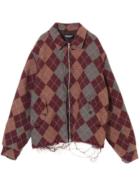Undercover куртка из смесовой шерсти с узором аргайл, красный