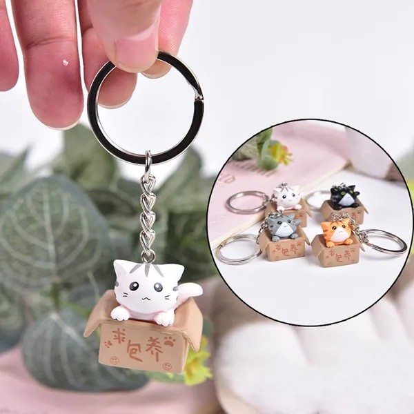 Прекрасный мультфильм Cat ключ кольца цепи Кулон орнамент мешок автомобилей Keychain подарок