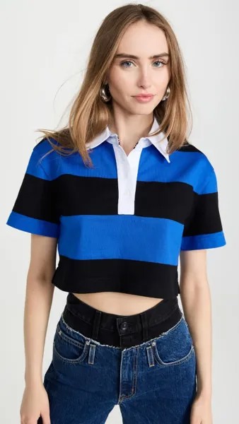 Рубашка поло alice + olivia Treva Boxy Crop, сапфировый