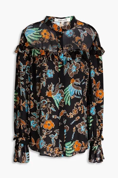 Блузка из крепдешина Tammana с цветочным принтом Diane Von Furstenberg, черный
