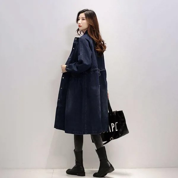 Джинсовая куртка Женская Длинная ветровка 2020 весна осень одежда новая Корейская тонкая женская верхняя одежда в британском стиле K790