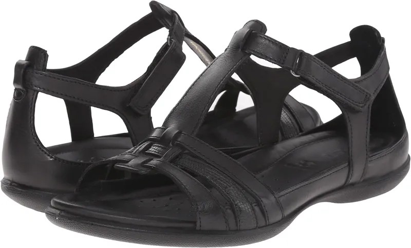 Сандалии на плоской подошве Flash T-Strap Sandal ECCO, цвет Black/Black