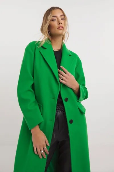 Зеленое шерстяное пальто-макси с искусственным мехом Simply Be, зеленый