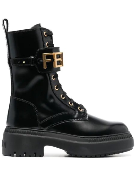 FENDI ботинки на шнуровке, черный