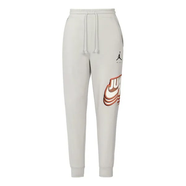 Спортивные штаны Men's Air Jordan Funny Printing Fleece Lined Sports Pants/Trousers/Joggers Light Grey, серый