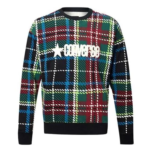 Толстовка Men's Converse Plaid Pattern Logo Printing Round Neck Pullover, цвет tan