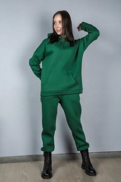 Комплект женский утепл (толстовка + брюки) (B) STOLNIK KM113 (44, Темно-Зеленый)