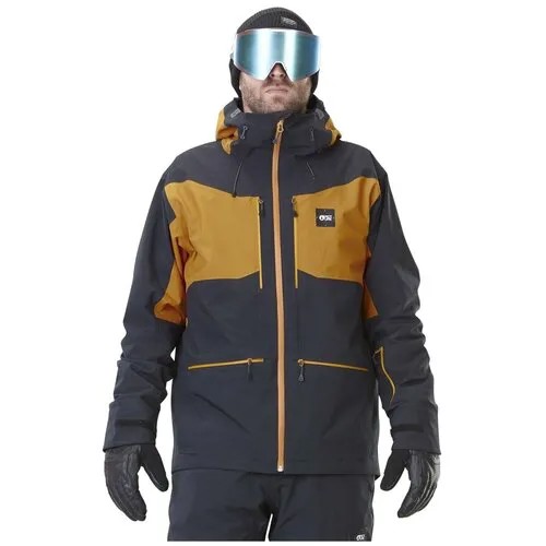 Куртка Picture Organic для сноубординга, силуэт прямой, герметичные швы, вентиляция, снегозащитная юбка, регулируемые манжеты, карманы, несъемный капюшон, регулируемый капюшон, размер M, черный, коричневый
