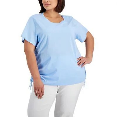 Женская синяя футболка с круглым вырезом Calvin Klein Top Plus 0X BHFO 5040