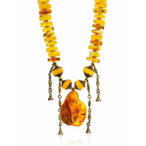 Колье AmberHandmade, янтарь, длина 48 см, бежевый