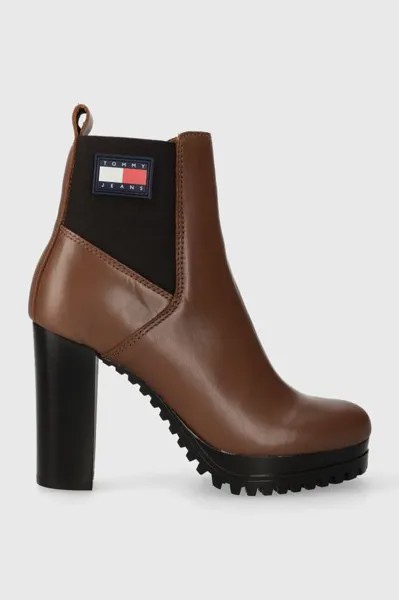TJW NEW ESS HIGH HEEL BOOT кожаные ботинки челси Tommy Jeans, коричневый