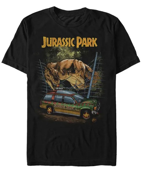 Мужская футболка с коротким рукавом t-rex break out из парка юрского периода Fifth Sun, черный