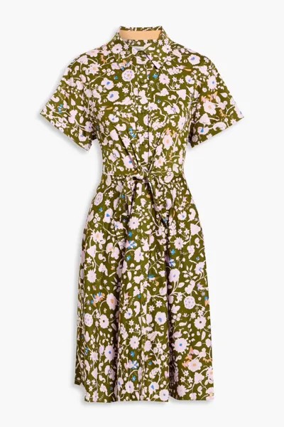 Платье-рубашка мини из поплина с принтом Albus Diane Von Furstenberg, цвет Leaf green