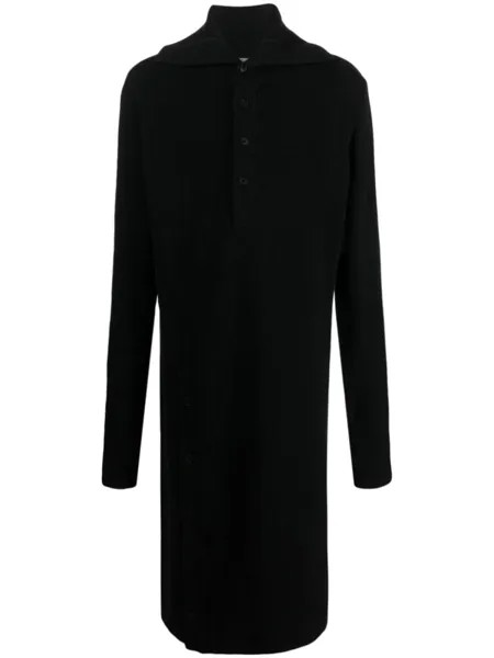 Yohji Yamamoto кардиган макси с капюшоном и рукавами-перчатками, черный