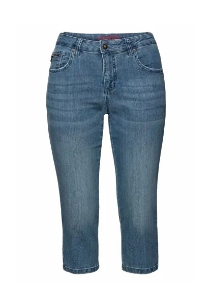 Джинсы-капри с эффектами поношенности sheego, цвет Blue Denim