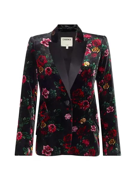 Бархатный пиджак с цветочным принтом Chamberlain L'Agence, мультиколор