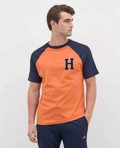 Мужская футболка с рукавами реглан и нашивкой из чистого хлопка J. HART & BROS., оранжевый