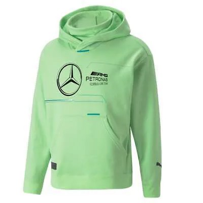 Puma Mapf1 Заявление Графический пуловер с капюшоном Мужская зеленая повседневная спортивная верхняя одежда