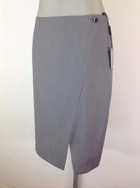 Andrew Marc NEW TINT Серая современная юбка-карандаш с необычным разрезом спереди, размер 10