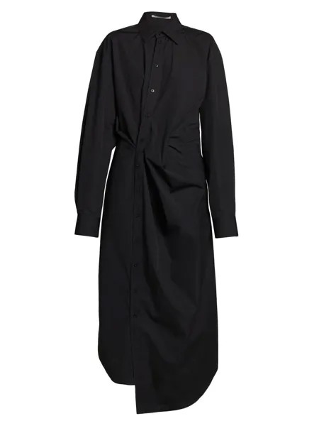 Асимметричное платье макси из поплина Stella McCartney, черный