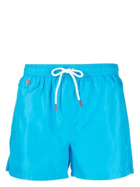 Kiton плавки-шорты с вышитым логотипом, синий