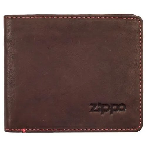 Портмоне Zippo, натуральная кожа, гладкая фактура, без застежки, отделения для карт и монет, подарочная упаковка, коричневый