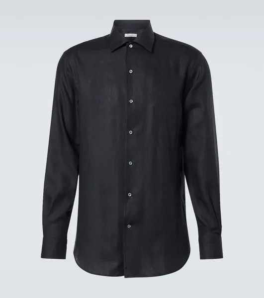 Льняная рубашка Андре Loro Piana, цвет blue navy