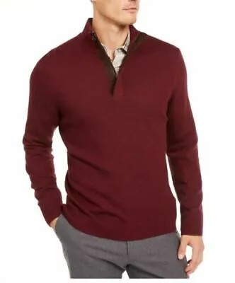 TASSO ELBA Мужской бордовый классический пуловер с молнией на четверть свитер S